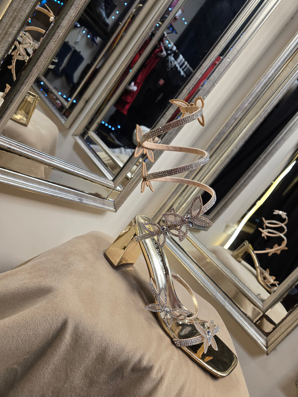 Golden Bloom Statement Heel