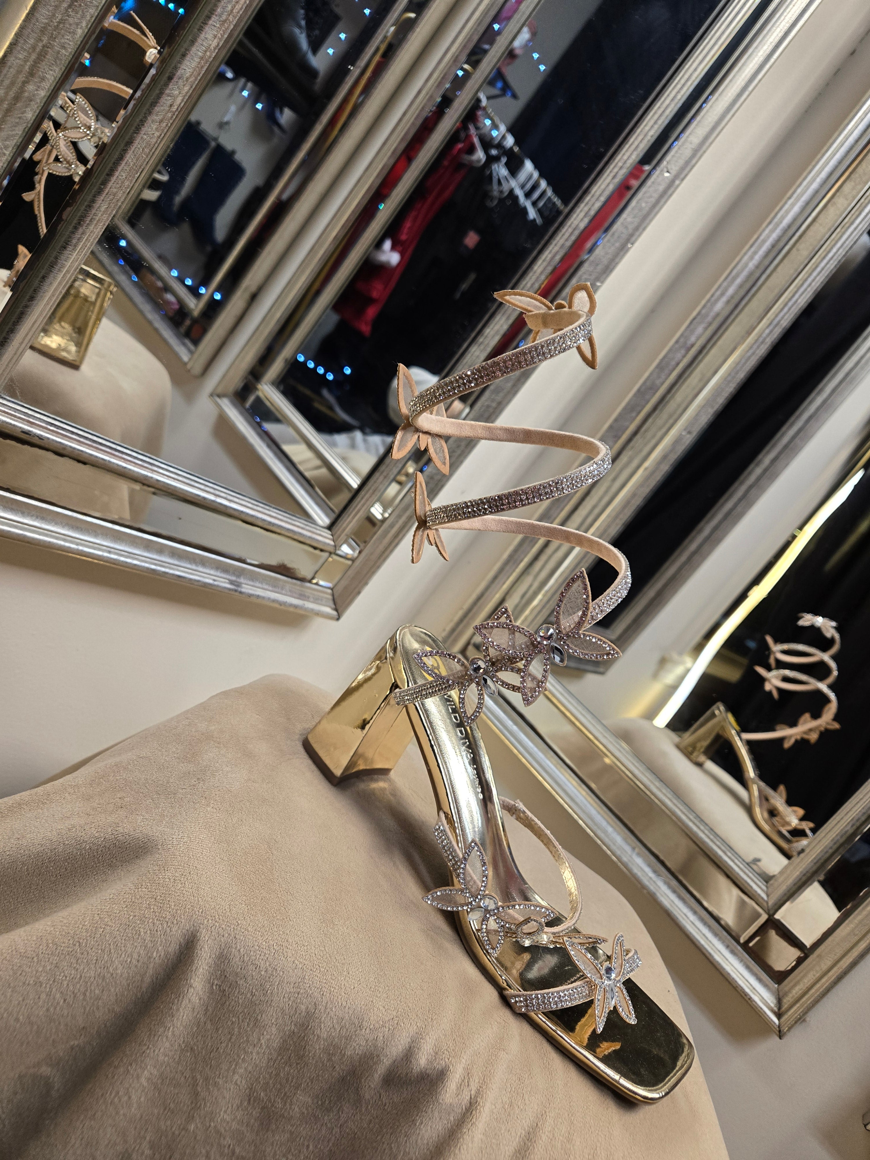 Golden Bloom Statement Heel
