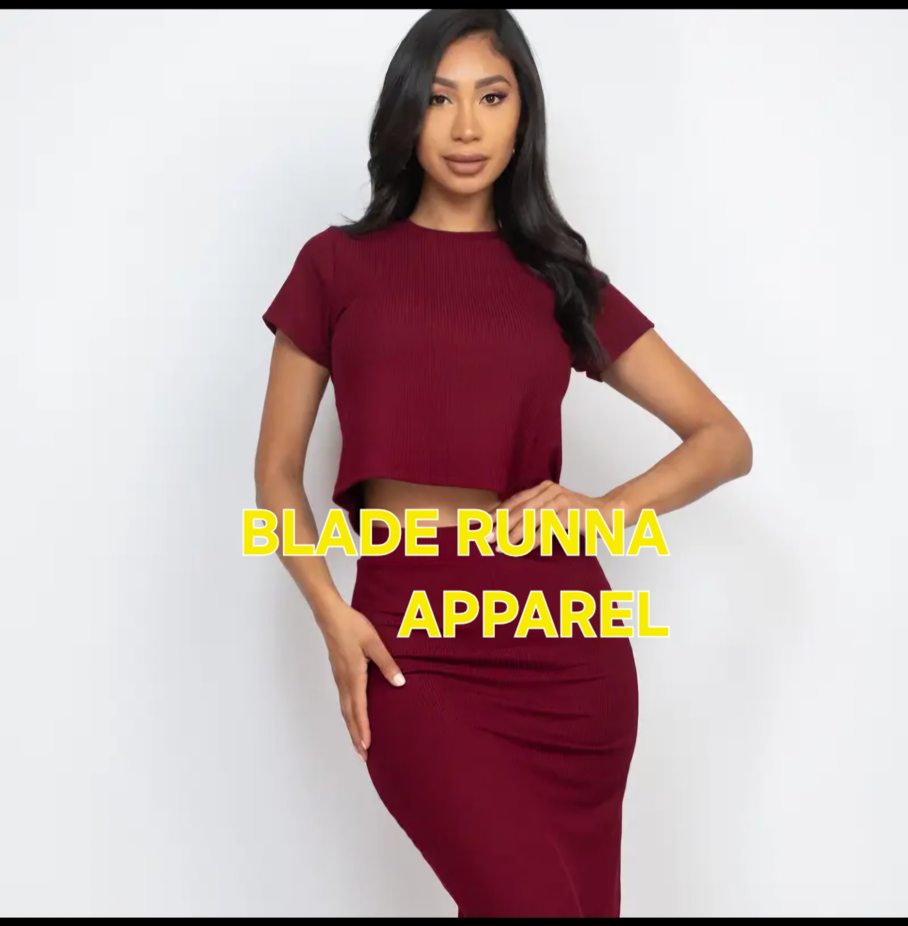 Ribbed Solid Top & Skirt Set